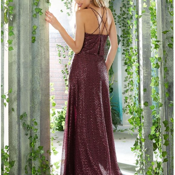 Morilee by Madeline Gardner Formal Dress Maxi Sequin Navy Blue New Plus Size 18 - Picture 6 of 10